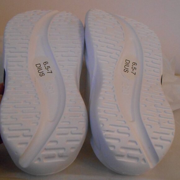 Men's Eva White Chunky Open Toe Slides w/Black Trim-Size 6.5-7-GSLMOLN-NEW - Picture 4 of 6